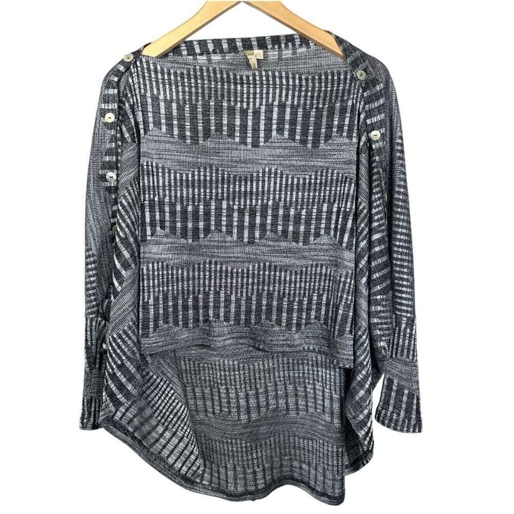 COMFY USA Women’s Pullover High Low Oversized Top Black/White Size Extra Small